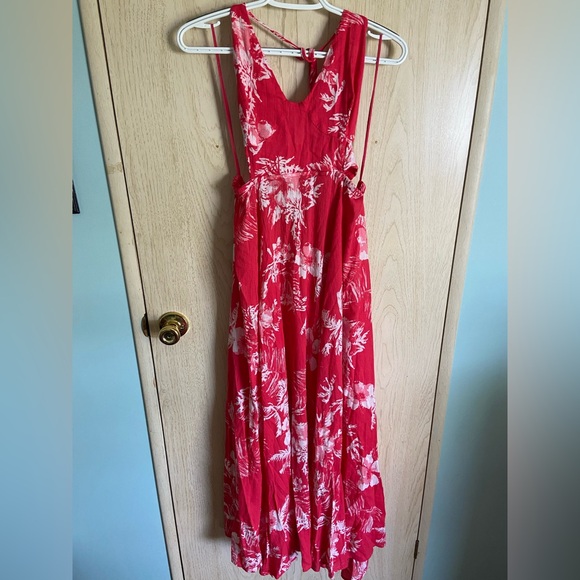 Free People Lille Printed Maxi Halter Dress Raspberry Red Endless Summer Beach L - Picture 4 of 15
